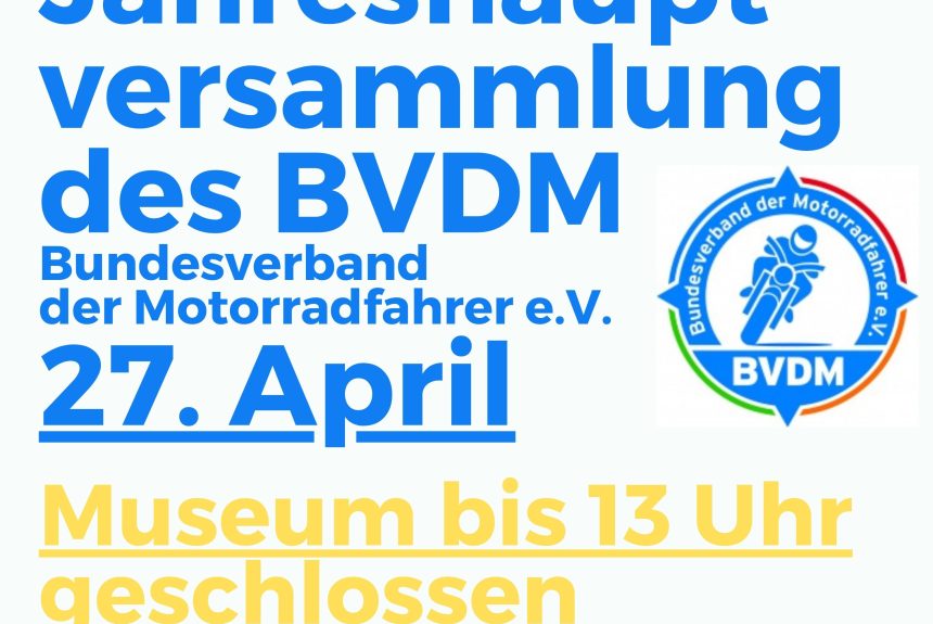 BVDM-Jahreshauptversammlung mit offenem Treffen im April 2024